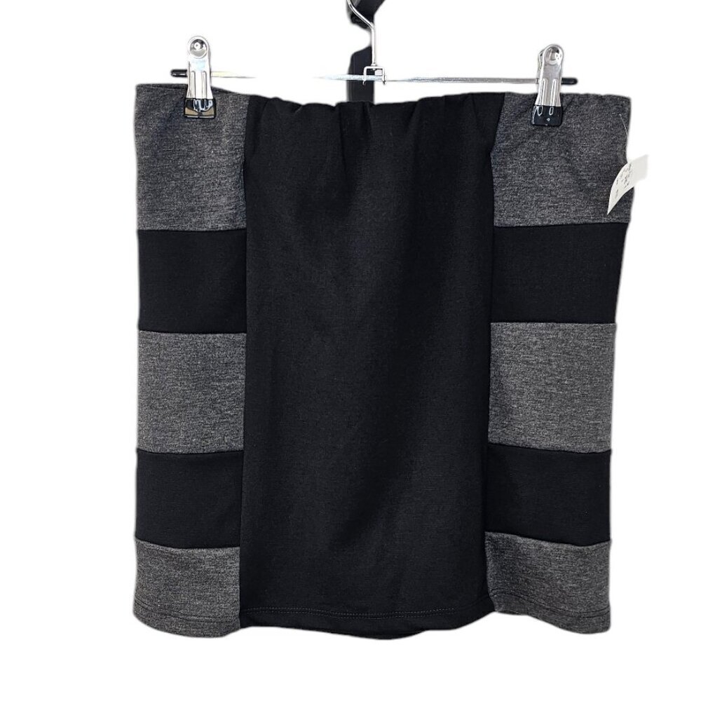 Myell Womens Bodycon Mini Skirt, Colour Block, Stripe, Grey, Black, Size M, NWT